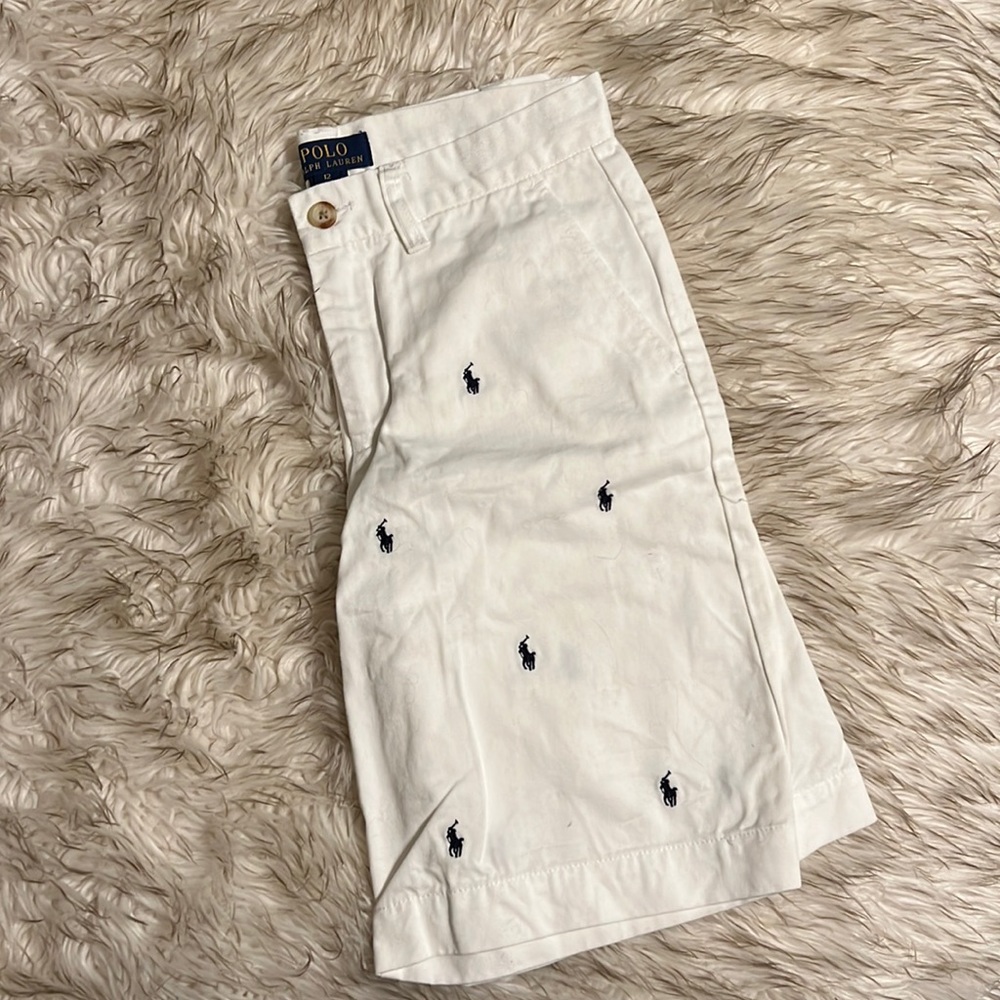 Boys size 12 POLO Ralph Lauren shorts white with navy